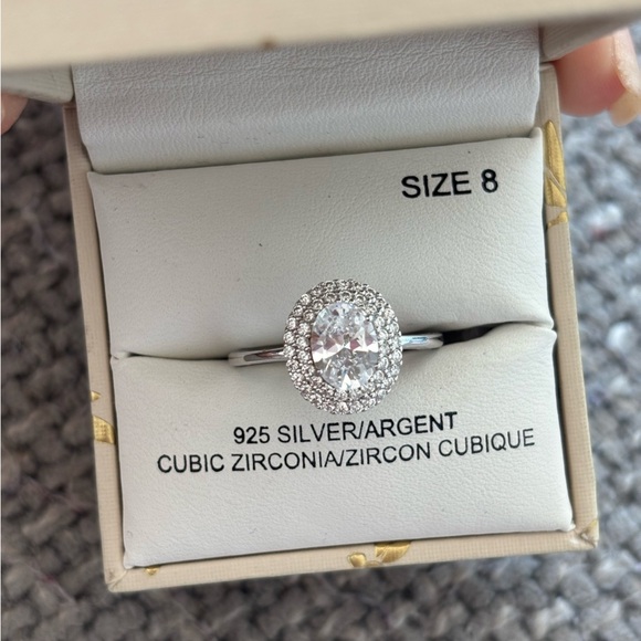 Sterling Silver Halo CZ Ring – Size 8 – 925 Stamped – Brand New - Picture 2 of 7